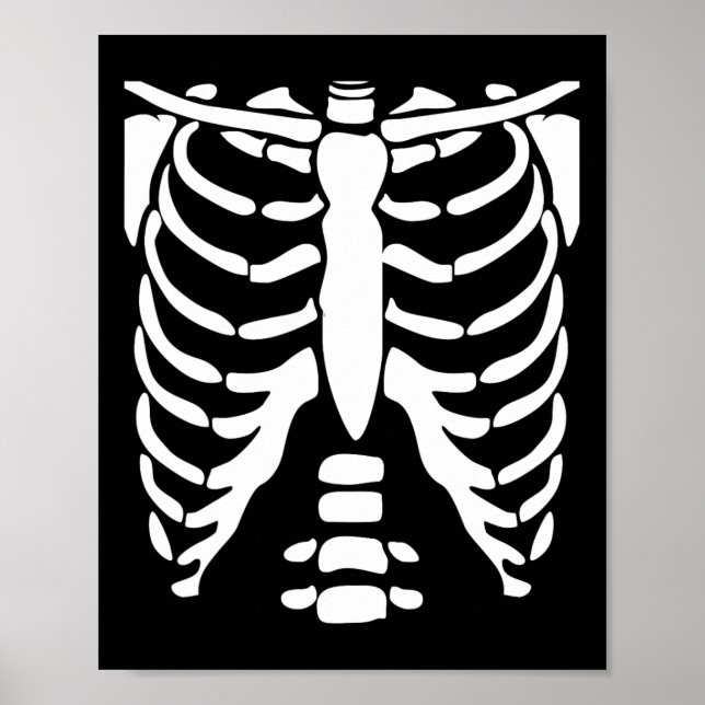 Skeleton Shirt Halloween Costume Rib Cage Anatomy Poster (Framsidan)