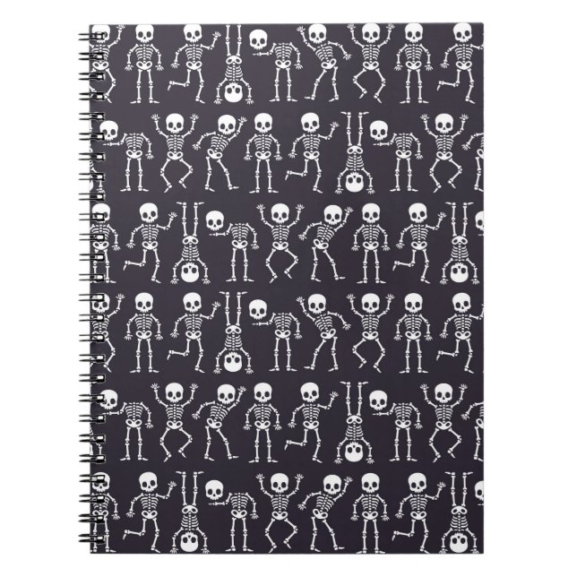 Skeleton silhouettes seamless mönster för hallowee anteckningsbok (Framsidan)