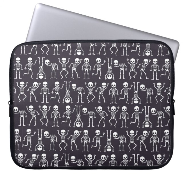 Skeleton silhouettes seamless mönster för hallowee laptop fodral (Framsidan)