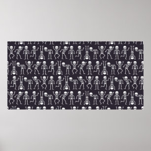 Skeleton silhouettes seamless mönster för hallowee poster