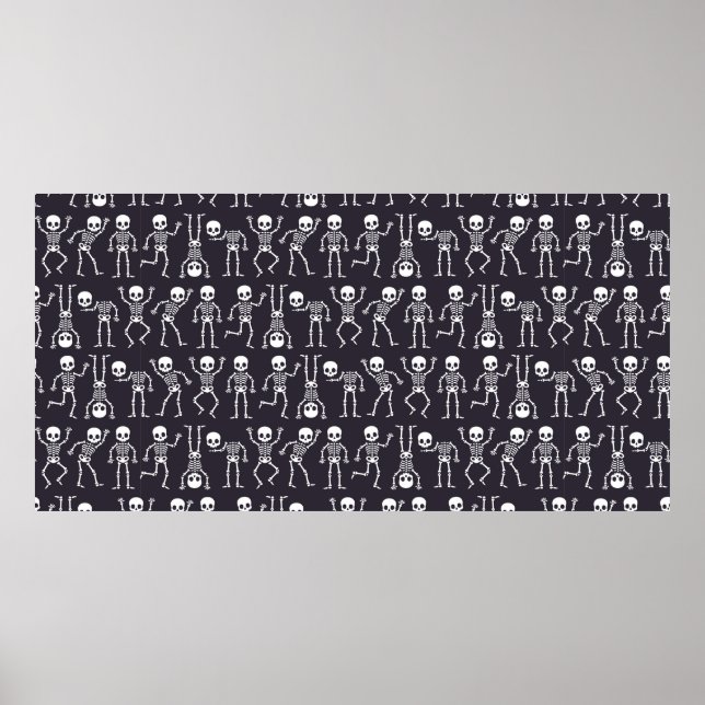 Skeleton silhouettes seamless mönster för hallowee poster (Framsidan)