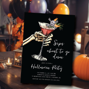 Skeleton Sip Halloween Inbjudningar