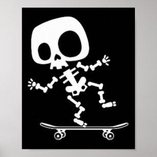 Skeleton Skateboard Halloween Costume Roligt Skate Poster