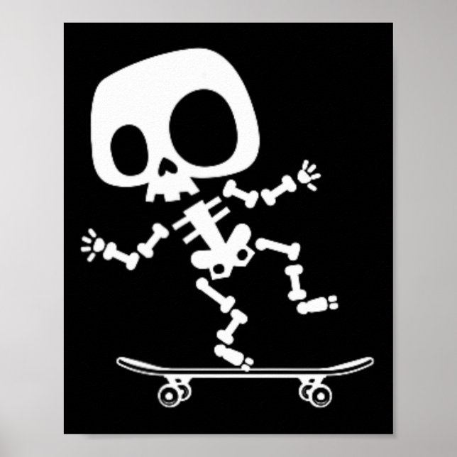 Skeleton Skateboard Halloween Costume Roligt Skate Poster (Framsidan)