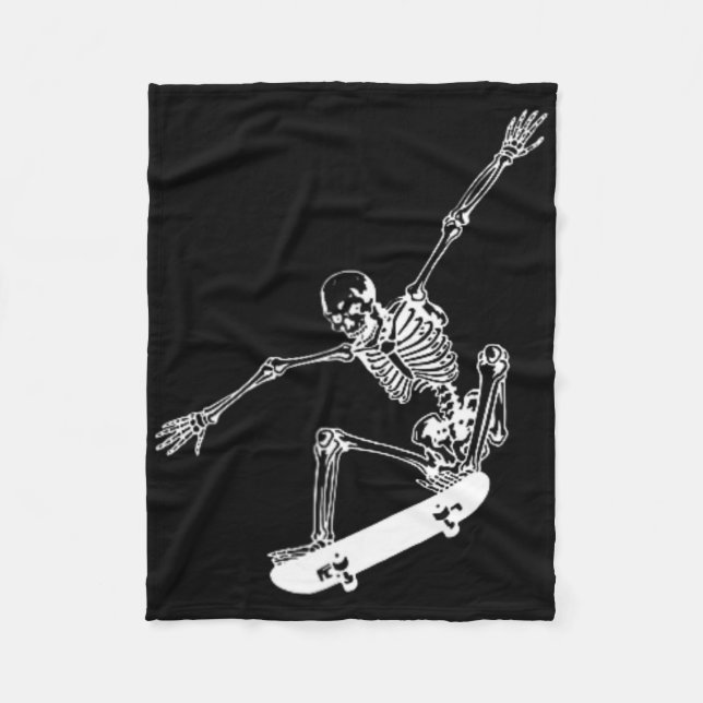Skeleton Skateboard Skull Halloween Skateboarding Fleecefilt (Framsidan)