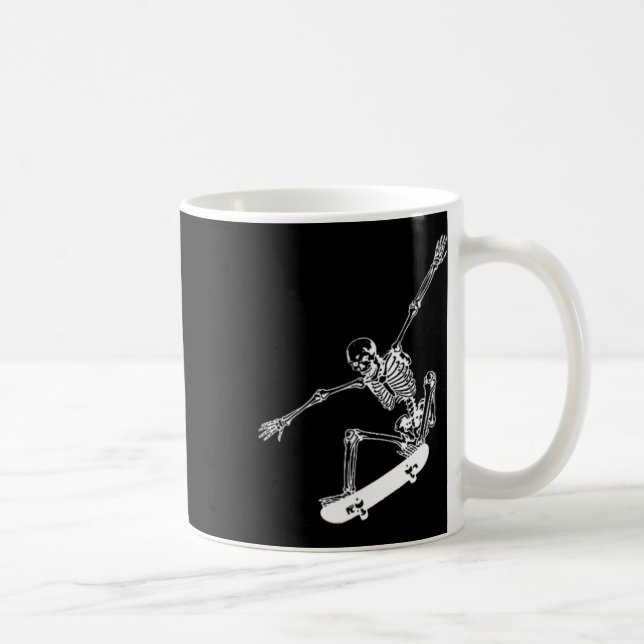 Skeleton Skateboard Skull Halloween Skateboarding Kaffemugg (Höger)