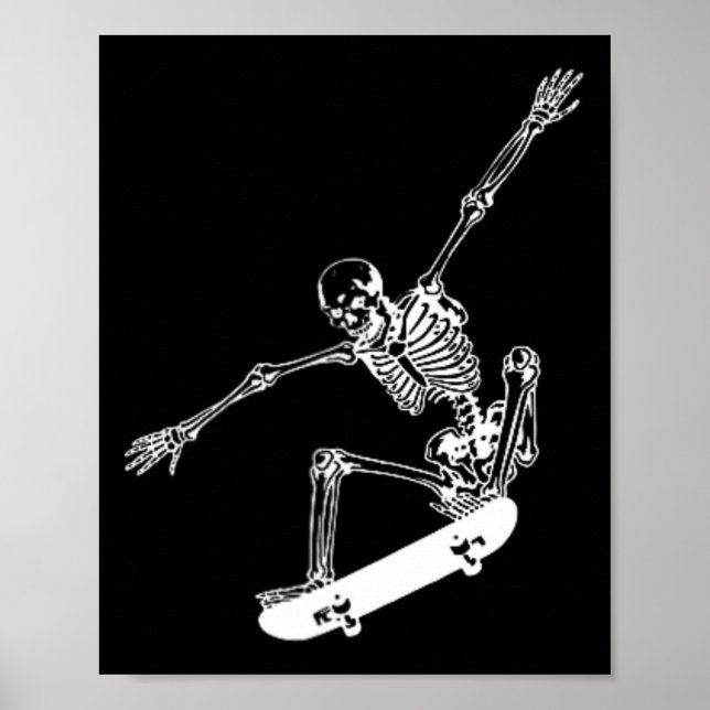 Skeleton Skateboard Skull Halloween Skateboarding Poster (Framsidan)