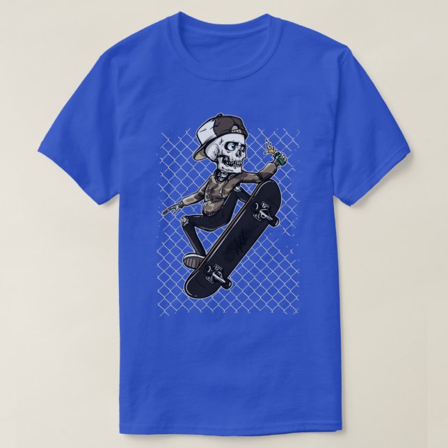 Skeleton Skateboard-stängsel T Shirt (Design framsida)