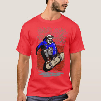 Skeleton Skateboard Wall T Shirt