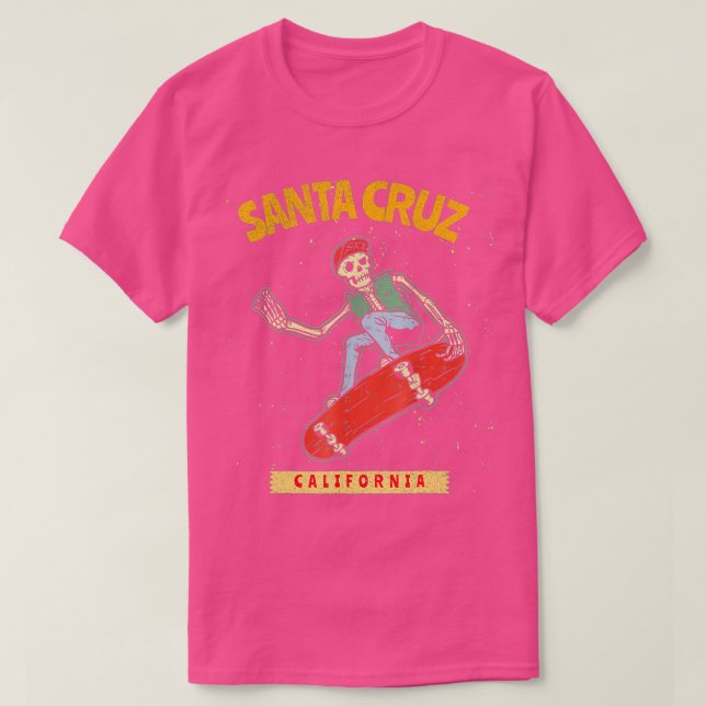 Skeleton Skateboarding Santa Cruz Calif T Shirt (Design framsida)