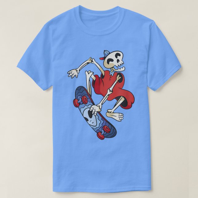 Skeleton Skater Skateboard Skateboarding T-Shirt (Design framsida)