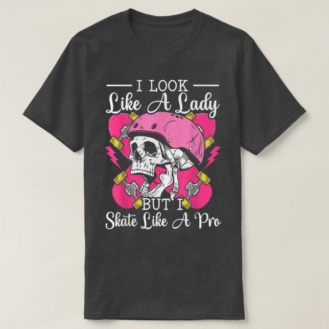 Skeleton Skater Skull Head T-Shirt (Design framsida)