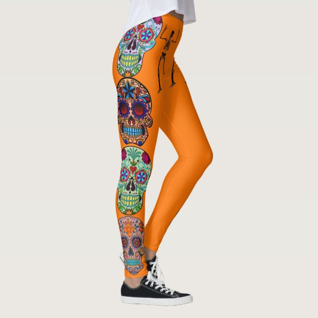 Skeleton Skeleton Roligt Day of the dead Leggings (Höger)