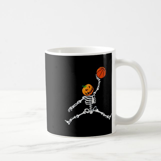 Skeleton Sketll Halloween Pumpkin Slam dunk Kaffemugg (Höger)