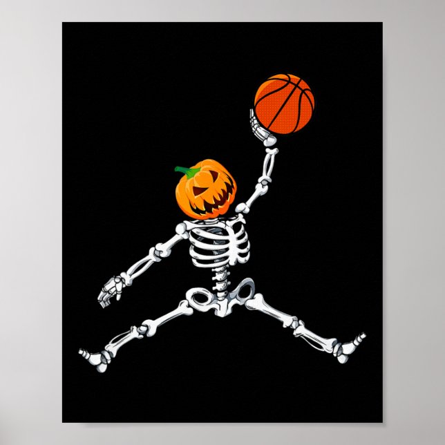 Skeleton Sketll Halloween Pumpkin Slam dunk Poster (Framsidan)