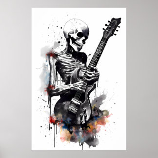 Skeleton-skrapning på gitarren poster