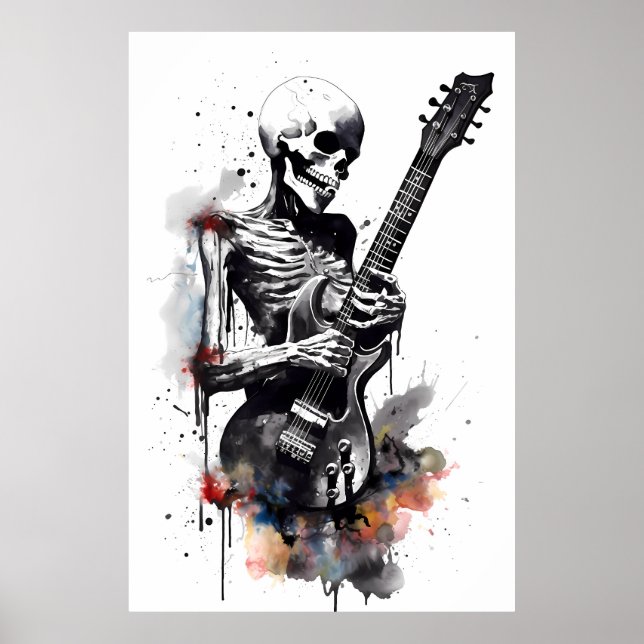 Skeleton-skrapning på gitarren poster (Framsidan)