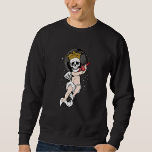 Skeleton Skull Angel Baby Ledsen Aesthetic Edgy St Lång Ärmad Tröja