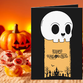 Skeleton Skull Graveyard Black Gothic Halloween Kort