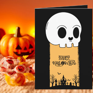 Skeleton Skull Graveyard Black Gothic Halloween Kort