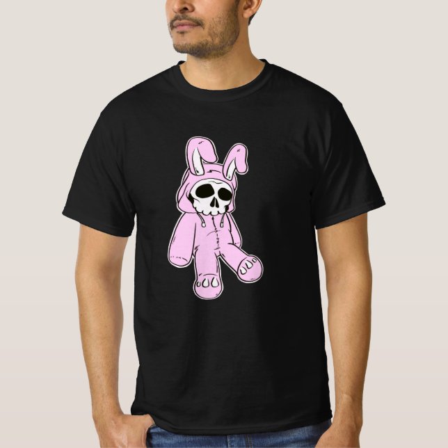 Skeleton Skull Rosa Dead Hare Costume Rabbit Bunny T Shirt (Framsida)