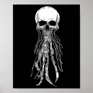 Skeleton Skull Scary Jellyfish Halloween Sten N Ro Poster