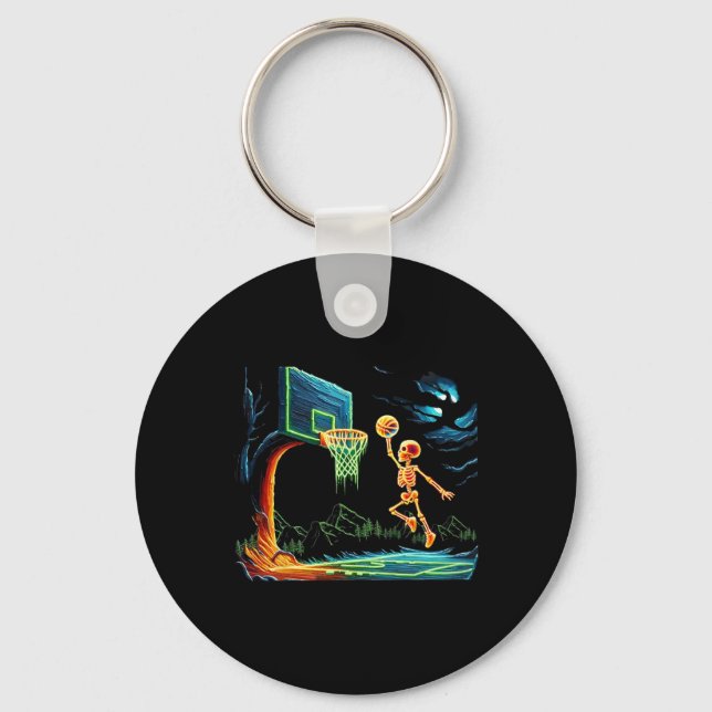 Skeleton Slam dunk Ring Bysketbyll Halloween Manar Nyckelring (Framsida)