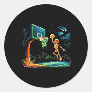 Skeleton Slam dunk Ring Bysketbyll Halloween Manar Runt Klistermärke
