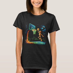 Skeleton Slam dunk Ring Bysketbyll Halloween Manar T Shirt