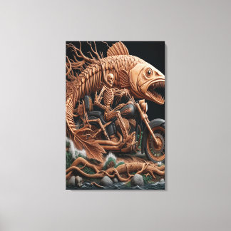 Skeleton slog ner sin helikoptercykel. canvastryck