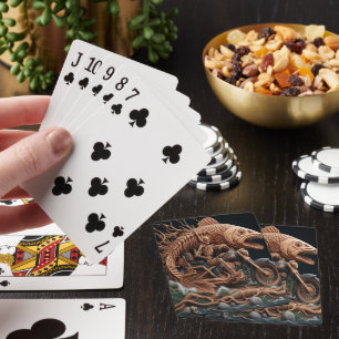 Skeleton slog ner sin helikoptercykel. casinokort