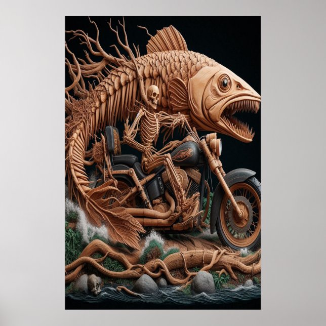 Skeleton slog ner sin helikoptercykel. poster (Framsidan)