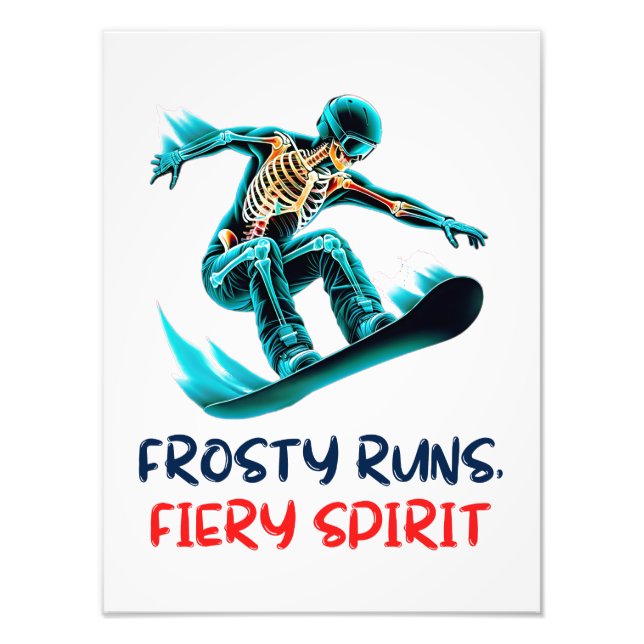 Skeleton Snowboarder Thrills i Rörelse Fototryck (Framsidan)