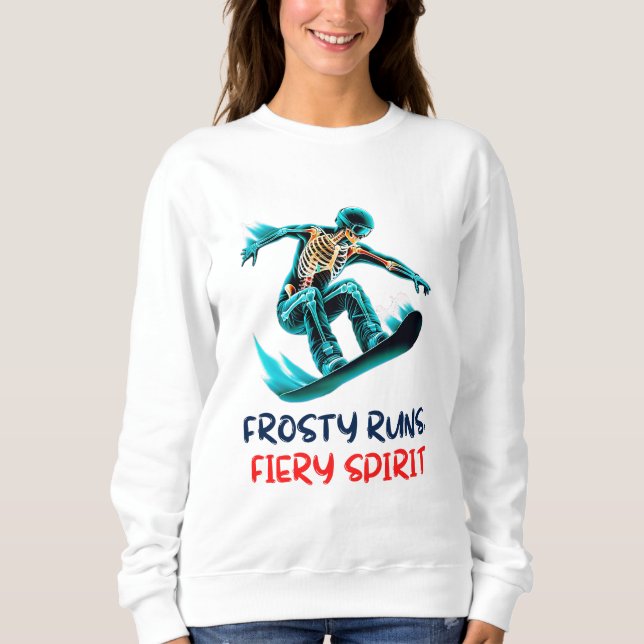 Skeleton Snowboarder Thrills i Rörelse T Shirt (Framsida)