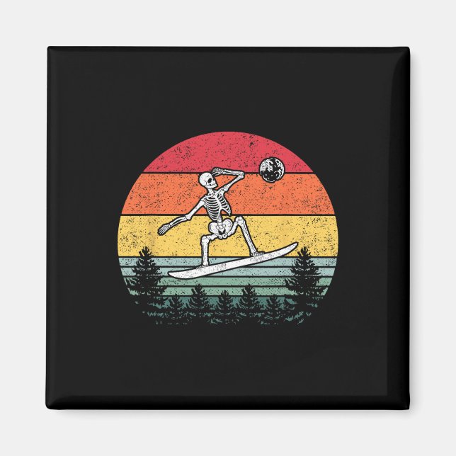 Skeleton Snowboarding Snowboard Måne Snowboarder - Magnet (Framsidan)