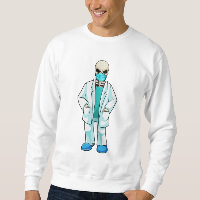 Skeleton som Doktor med Ansikte mask Lång Ärmad Tröja (Framsida)