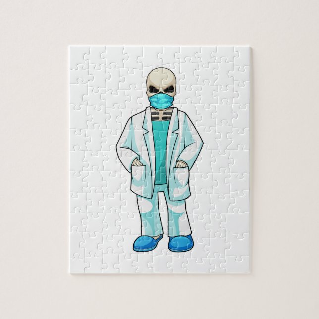 Skeleton som Doktor med Ansikte mask Pussel (Vertikal)