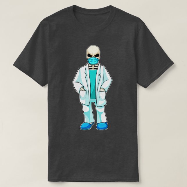 Skeleton som Doktor med Ansikte mask T Shirt (Design framsida)
