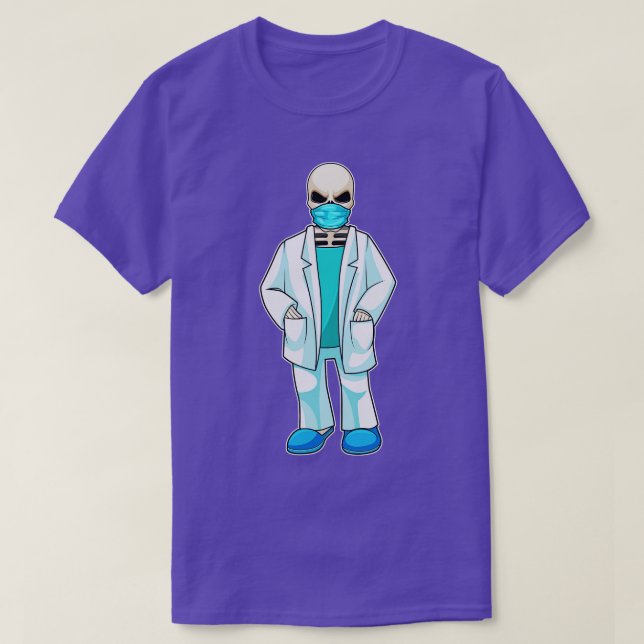 Skeleton som Doktor med Ansikte mask T Shirt (Design framsida)
