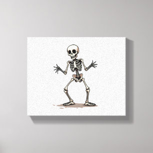 Skeleton som gör Dab - Funny Halloween Dance Shi Canvastryck