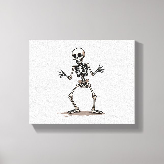 Skeleton som gör Dab - Funny Halloween Dance Shi Canvastryck (Framsida)