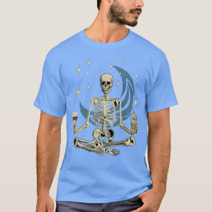 Skeleton som gör Yoga och som dricker kaffe, lusti T Shirt