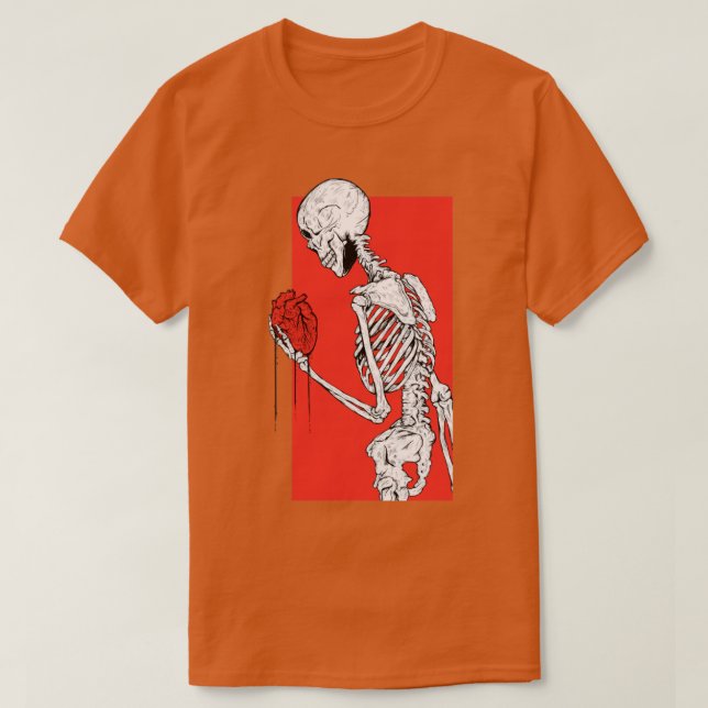 Skeleton som håller hjärtat t shirt (Design framsida)