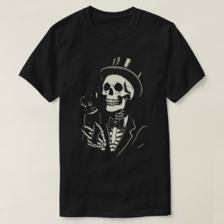 Skeleton som håller katt t shirt