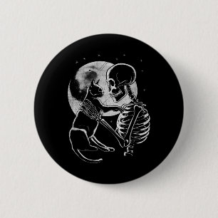 Skeleton som innehar en katt funny Halloween Manar Knapp