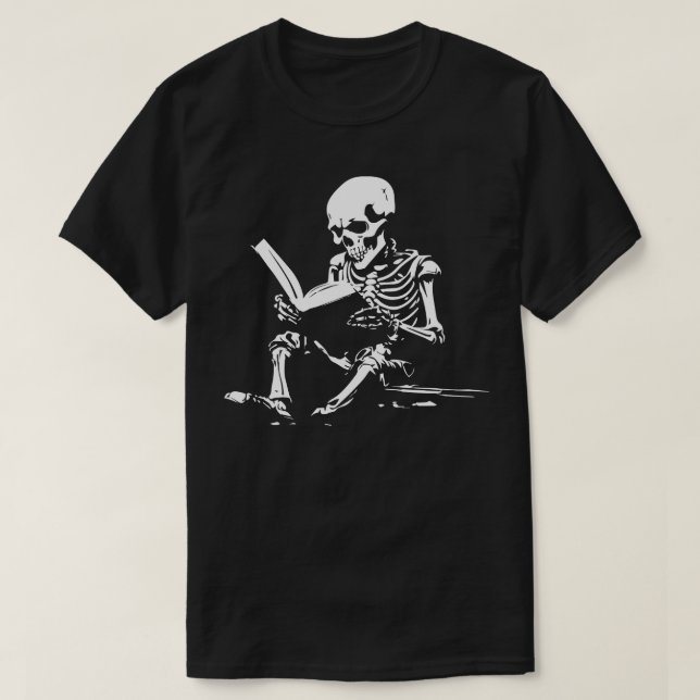 Skeleton som läser bok 2 t shirt (Design framsida)