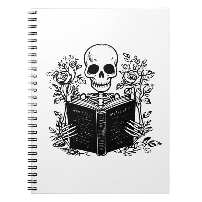 Skeleton som läser romantik bok anteckningsbok (Framsidan)