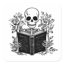 Skeleton som läser romantik bok