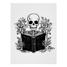 Skeleton som läser romantik bok