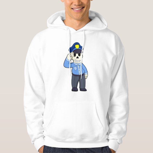 Skeleton som polis med polishatt hoodie (Framsida)